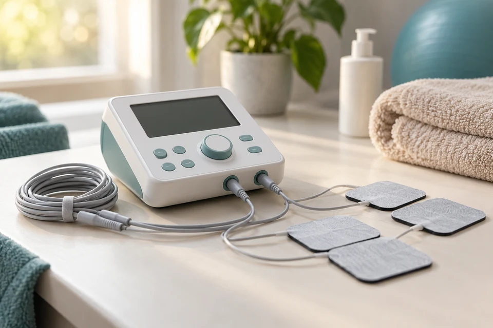 Representative photo: Generic physiotherapy equipment and electrode pads