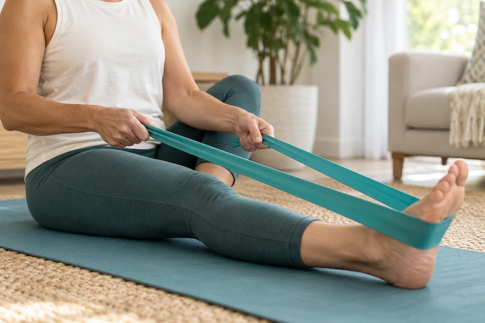 Representative photo: Seated resistance-band exercise