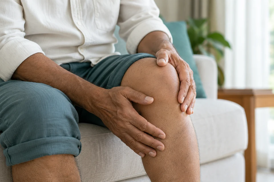 Representative photo: Seated adult supporting their knee with both hands