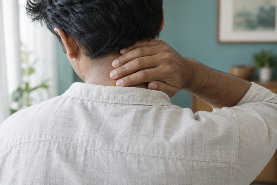 Representative photo: Adult resting a hand on the back of their neck